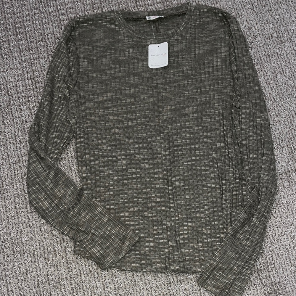 Intimately Free People Green Long Sleeve Tee